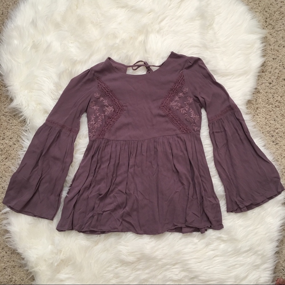 Dusty lavender bell sleeve top